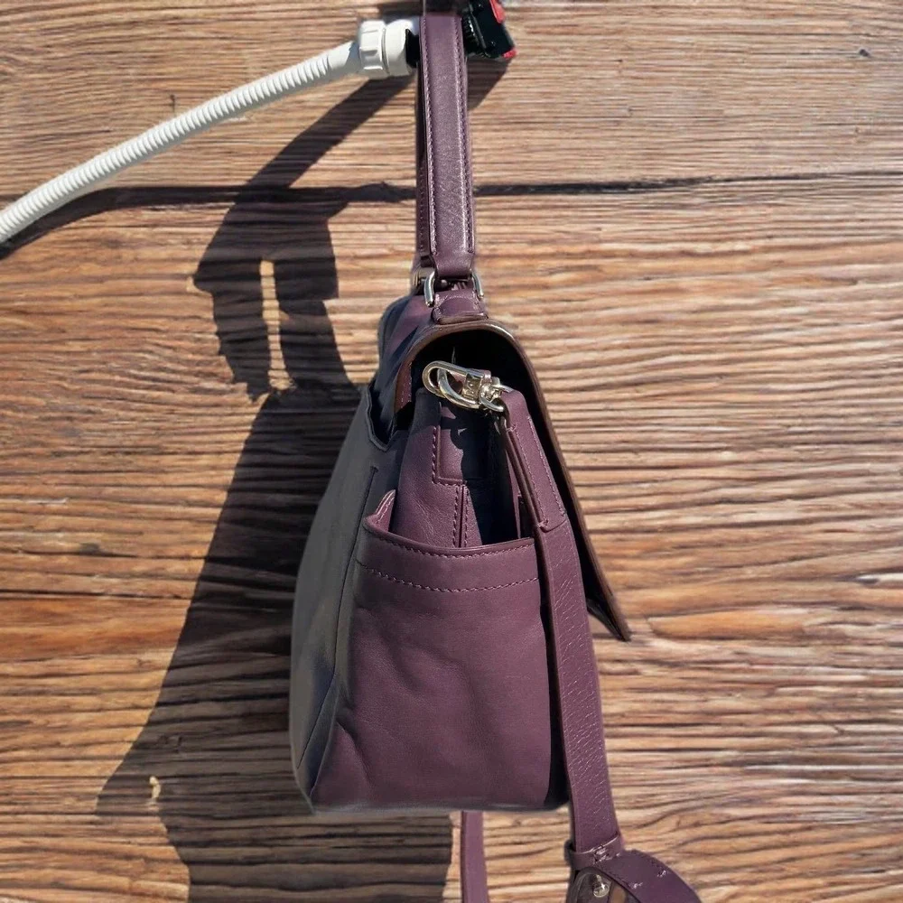 Rare‎ Diane Von Furstenberg Purple 440 Courier Leather Bag Prune Satchel DVF